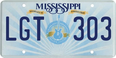 MS license plate LGT303