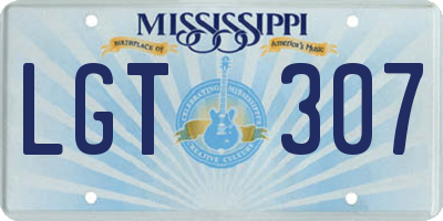 MS license plate LGT307