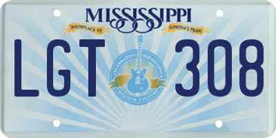 MS license plate LGT308
