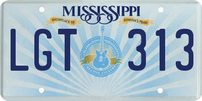 MS license plate LGT313