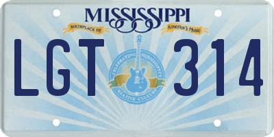 MS license plate LGT314