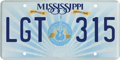 MS license plate LGT315