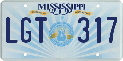 MS license plate LGT317