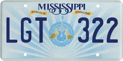 MS license plate LGT322