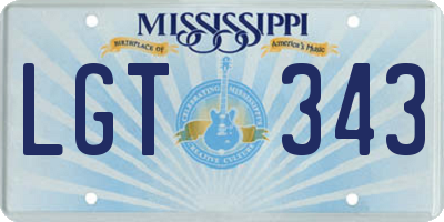 MS license plate LGT343