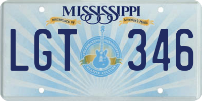 MS license plate LGT346
