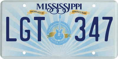 MS license plate LGT347