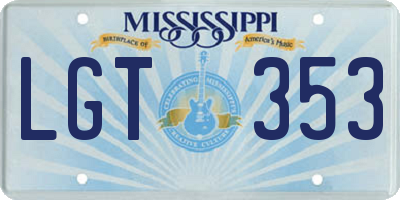 MS license plate LGT353