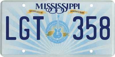 MS license plate LGT358