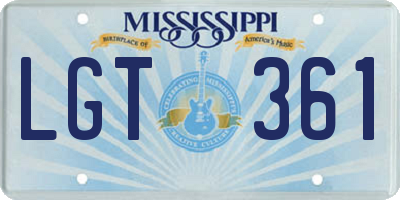 MS license plate LGT361