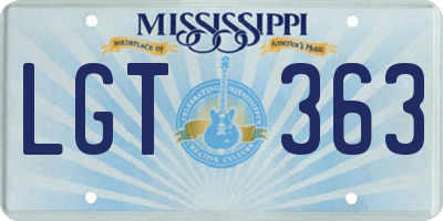 MS license plate LGT363