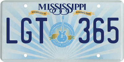 MS license plate LGT365