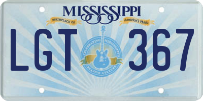 MS license plate LGT367