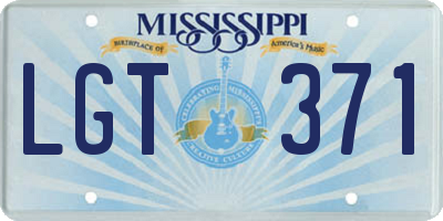 MS license plate LGT371