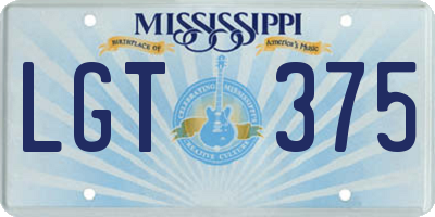 MS license plate LGT375
