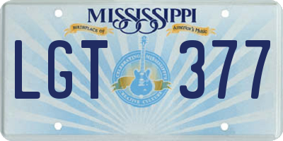 MS license plate LGT377