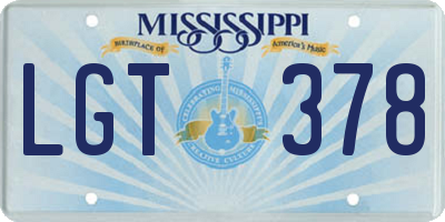 MS license plate LGT378