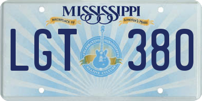 MS license plate LGT380