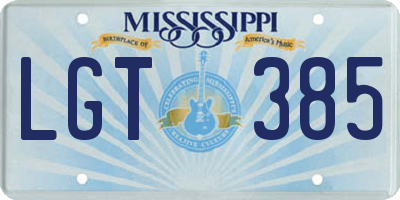MS license plate LGT385