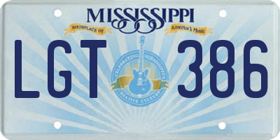 MS license plate LGT386