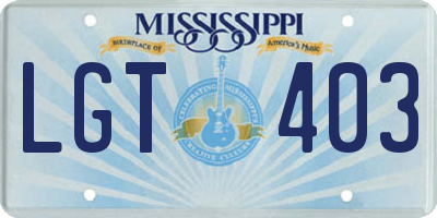 MS license plate LGT403