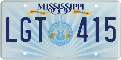 MS license plate LGT415