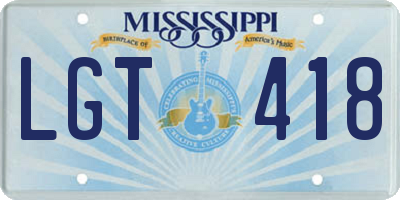 MS license plate LGT418
