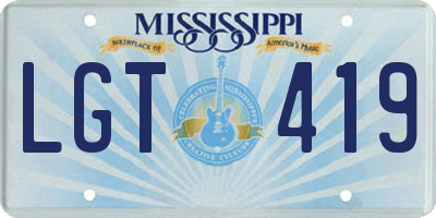 MS license plate LGT419