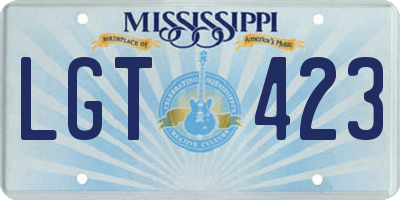 MS license plate LGT423
