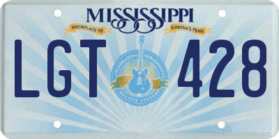 MS license plate LGT428