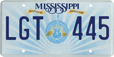 MS license plate LGT445