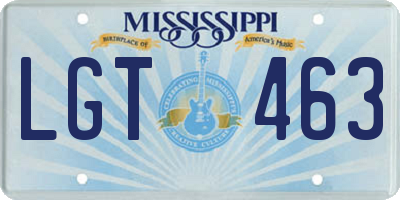MS license plate LGT463