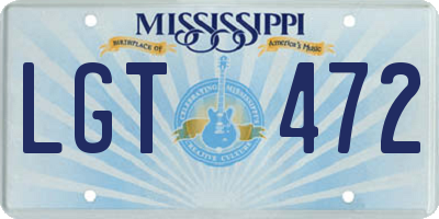MS license plate LGT472