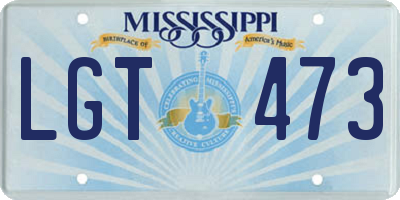 MS license plate LGT473