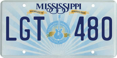 MS license plate LGT480