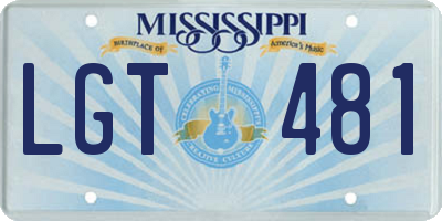 MS license plate LGT481