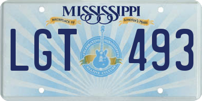 MS license plate LGT493