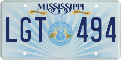 MS license plate LGT494