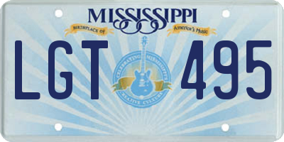 MS license plate LGT495