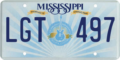 MS license plate LGT497