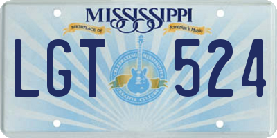 MS license plate LGT524