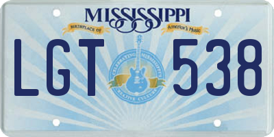 MS license plate LGT538