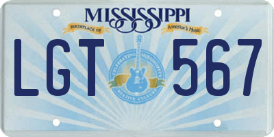MS license plate LGT567