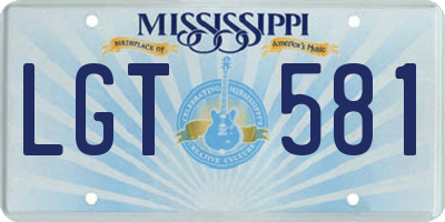 MS license plate LGT581