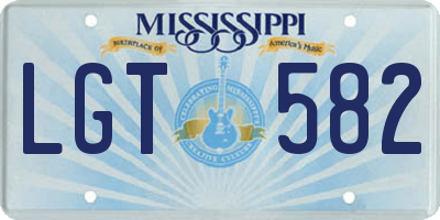 MS license plate LGT582