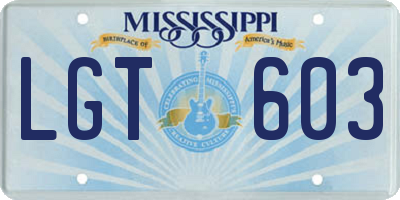 MS license plate LGT603