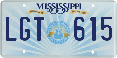 MS license plate LGT615