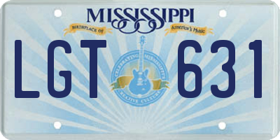 MS license plate LGT631