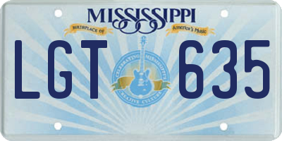 MS license plate LGT635
