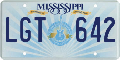 MS license plate LGT642
